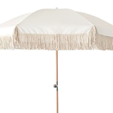 Antique white parasol with cotton fringing 213 X 183CM